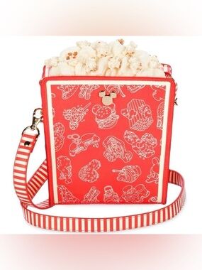 Disney Red Popcorn Box Crossbody Bag with White Accents
